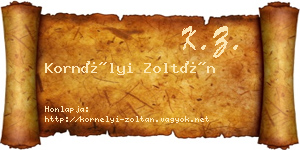 Kornélyi Zoltán névjegykártya